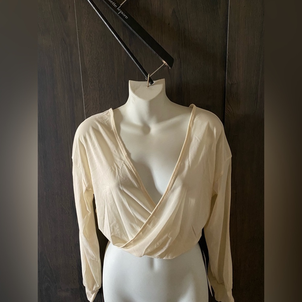 Elegant Cream Drape Top for Women size M
